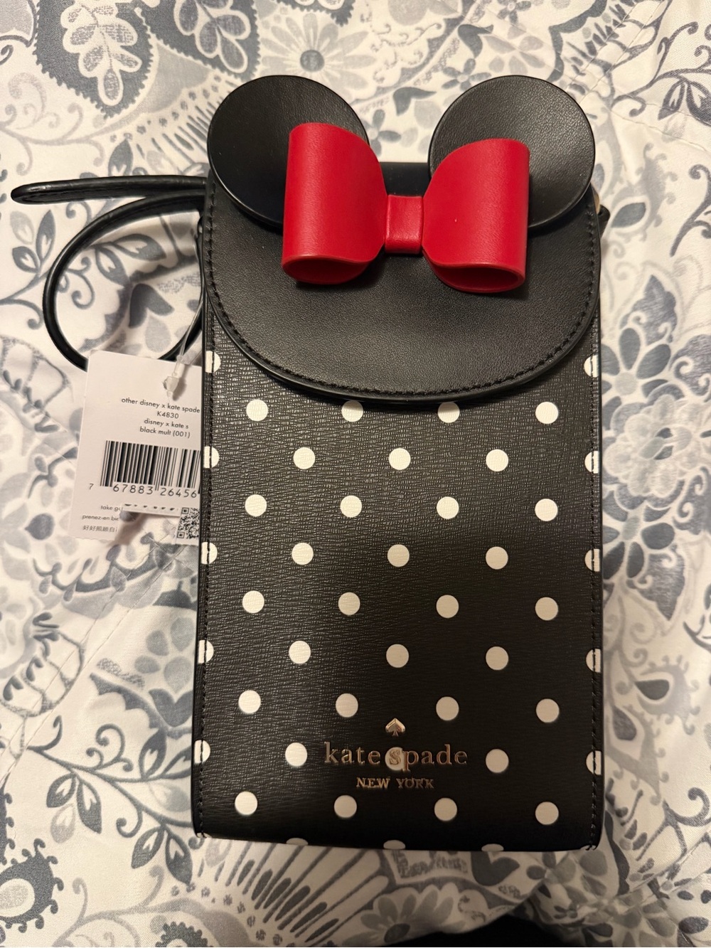 kate spade Black and Red Polka Dot Minnie Crossbody Phone Bag